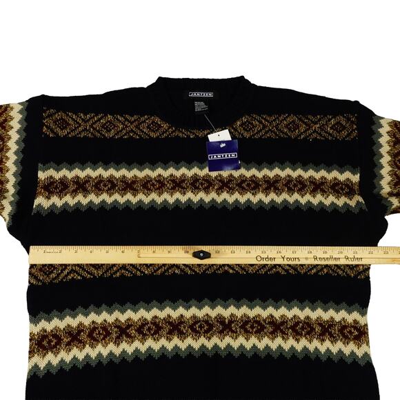 Jantzen Vintage Knit Cotton Sweater Geometric Striped Textured Y2K 90's New NWT - Picture 4 of 6
